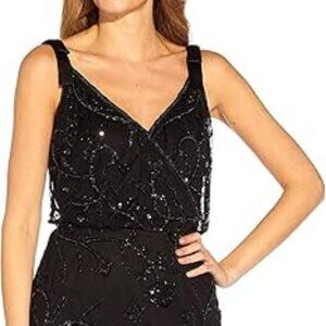 Adrianna Papell Women's Beaded Surplice Gown